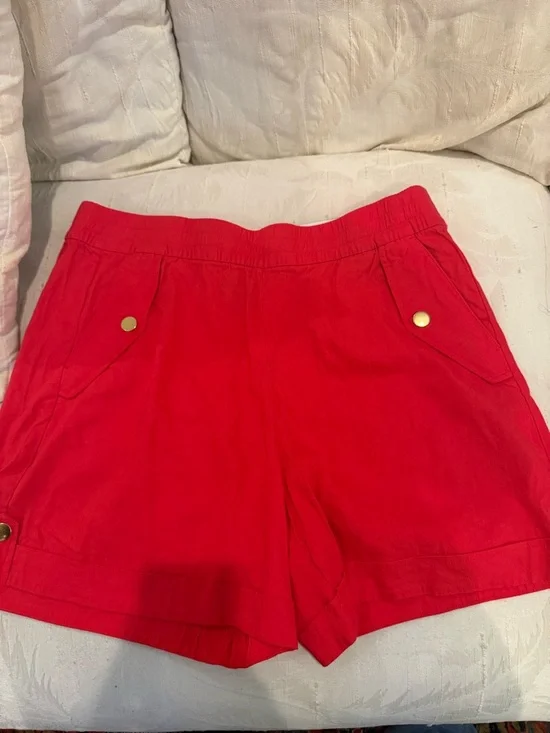 INC International Concepts Bright Red Women's Pull-On Shorts  NWT L - Picture 2 of 3